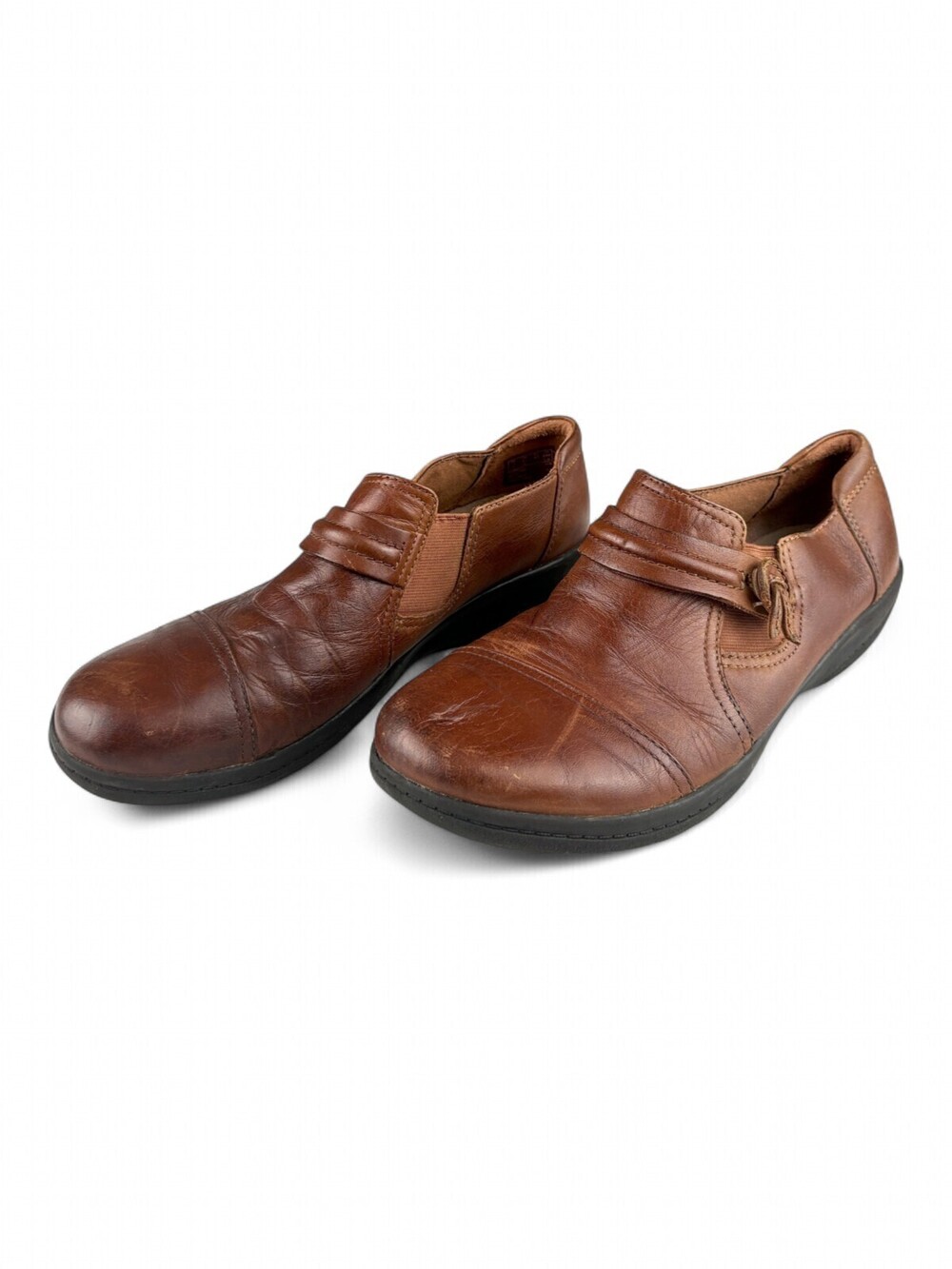 Clarks Brown Leather Slip-On Loafers Size 6.5